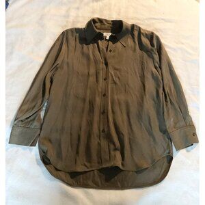 NWOT COS women olive Green long sleeve button down Shirt SZ14 bust50
